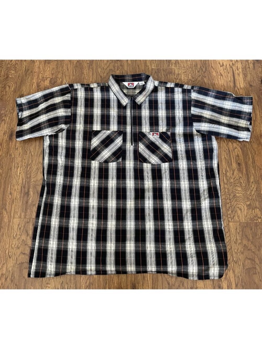 Ben Davis Shirt Mens 3XL 3XLarge Plaid 1/4 Zip Mechanic Work Chicano USA Made